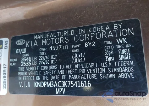 2019 Kia Sportage Lx from USA, damaged, VIN KNDPM3AC3K7541616